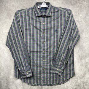 Polo Ralph Lauren Button Up Shirt Mens XL Gray/Multicolor Plaid Pony Casual